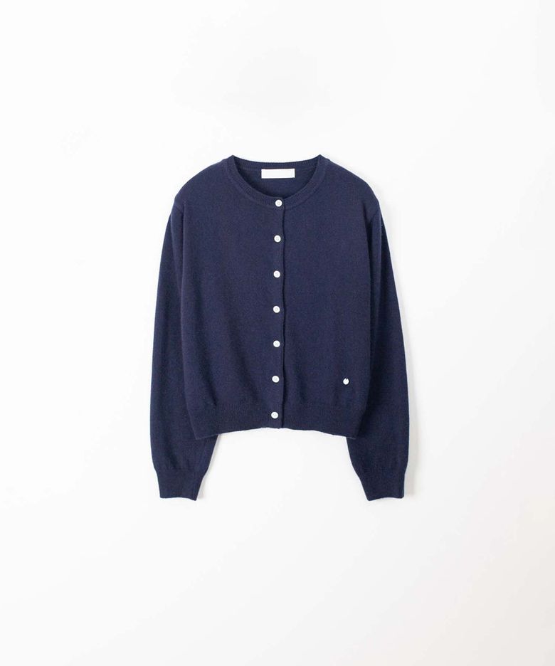 Camel round cardigan (Navy)