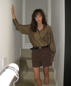 Flin silky tencel shirt - Khaki