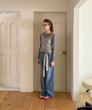 Need wool tencel layered tee - Gray