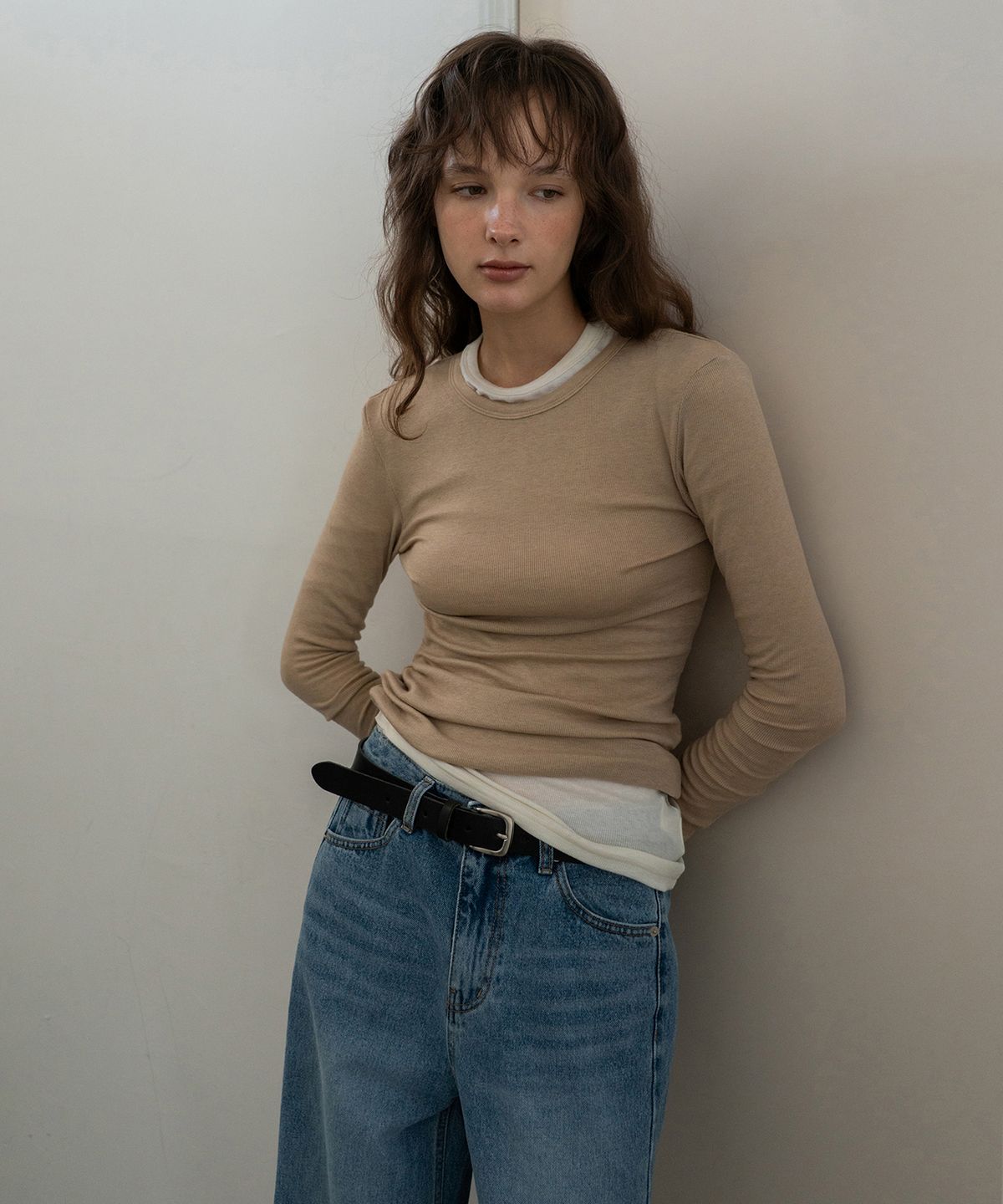 어패럴아카이브(APPAREL ARCHIVE) Need wool tencel layered tee - Beige