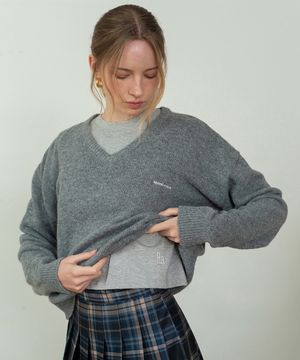 Dave alpaca v-neck knit - Charcoal