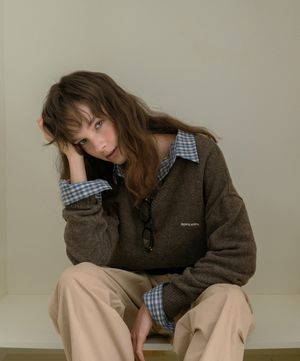 Dave alpaca v-neck knit - Brown