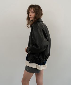 Tail leather blouson - Black