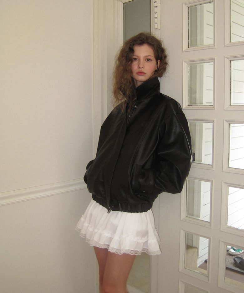 Tail leather blouson - Black