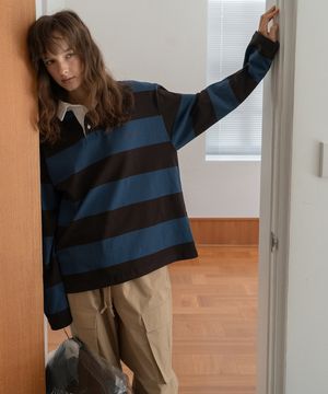 Bolt rugby stripe PK t shirt - Brown