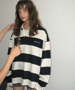 Bolt rugby stripe PK t shirt - Ivory