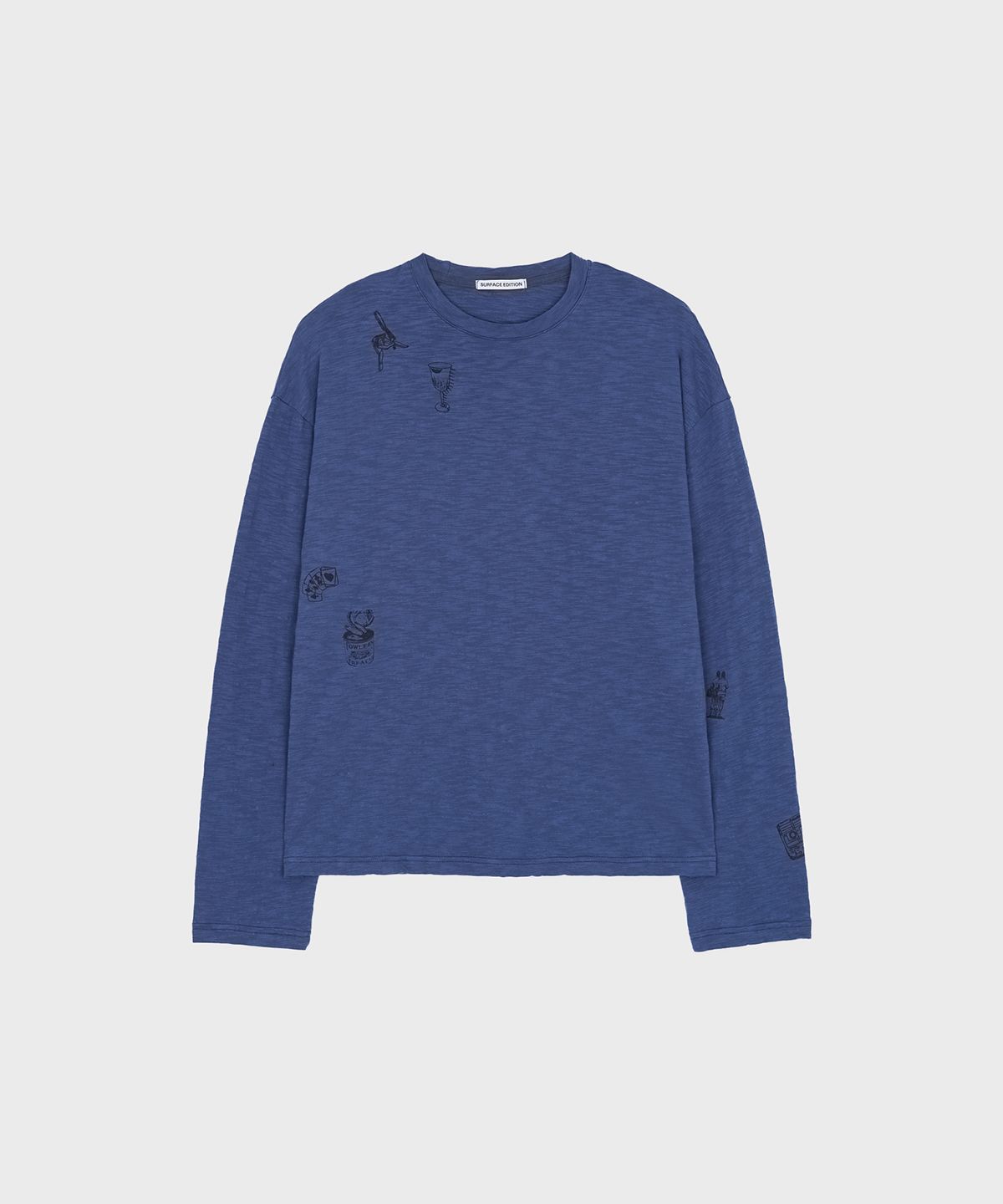 서피스에디션(SURFACE EDITION) TATTOO LONG-SLEEVE T SHIRT IRIS BLUE