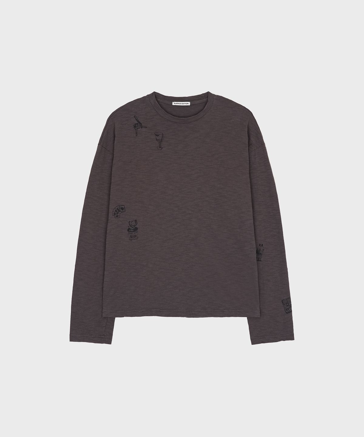 서피스에디션(SURFACE EDITION) TATTOO LONG-SLEEVE T SHIRT SMOKED BROWN