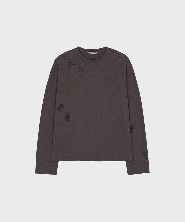 TATTOO LONG-SLEEVE T SHIRT SMOKED BROWN