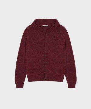 BUTTON UP HOODED KNIT WINE