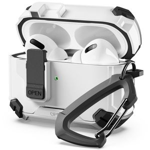 에어팟 아머락 PC 하드 에어팟·프로·1·2·4 세대 유닛 분실 방지 러기드 풀커버 범퍼 케이스+카라비너 키링