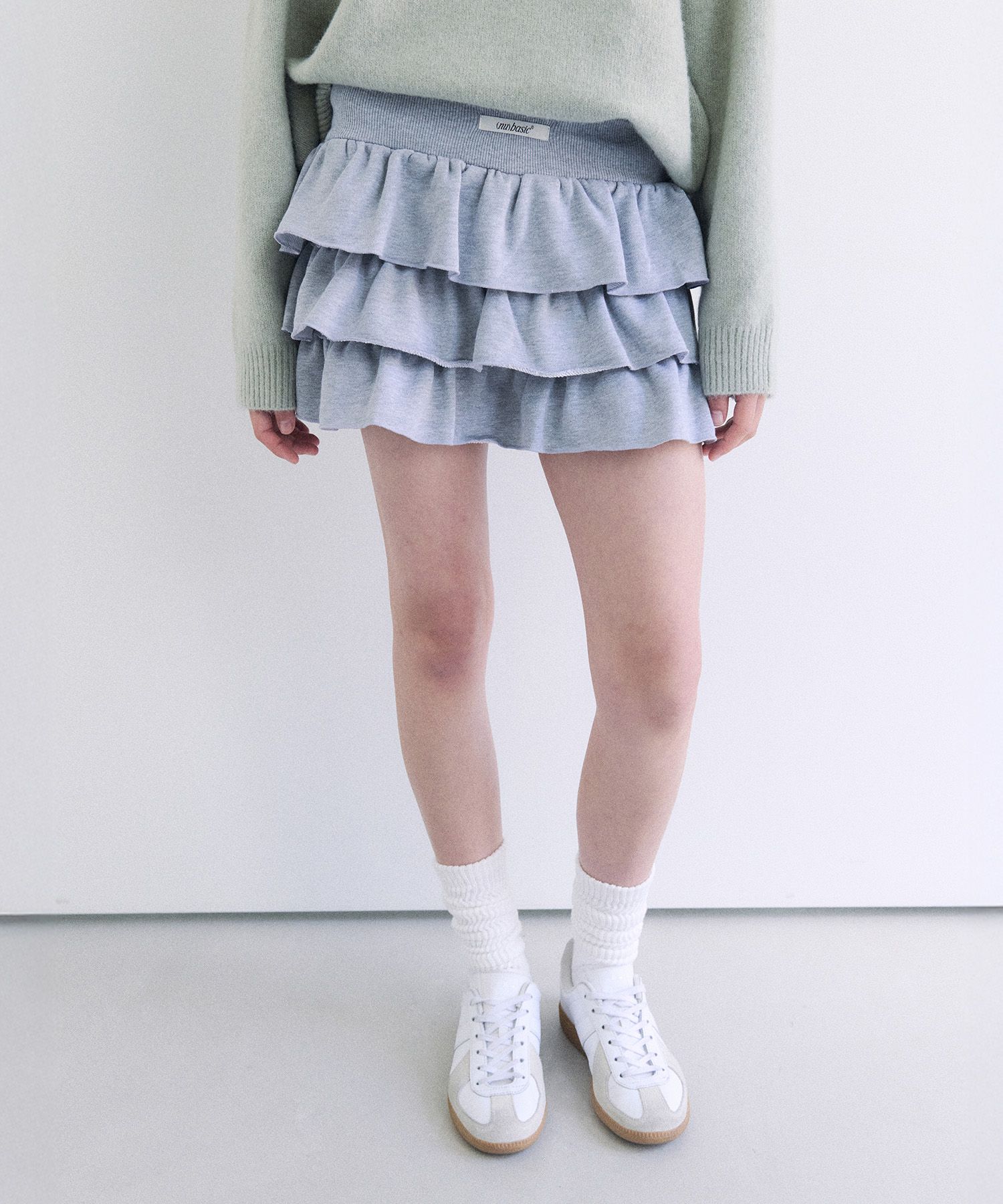 MUSINSA | ROLAROLA NUBASIC FRILL MINI SKIRT MELANGE GRAY