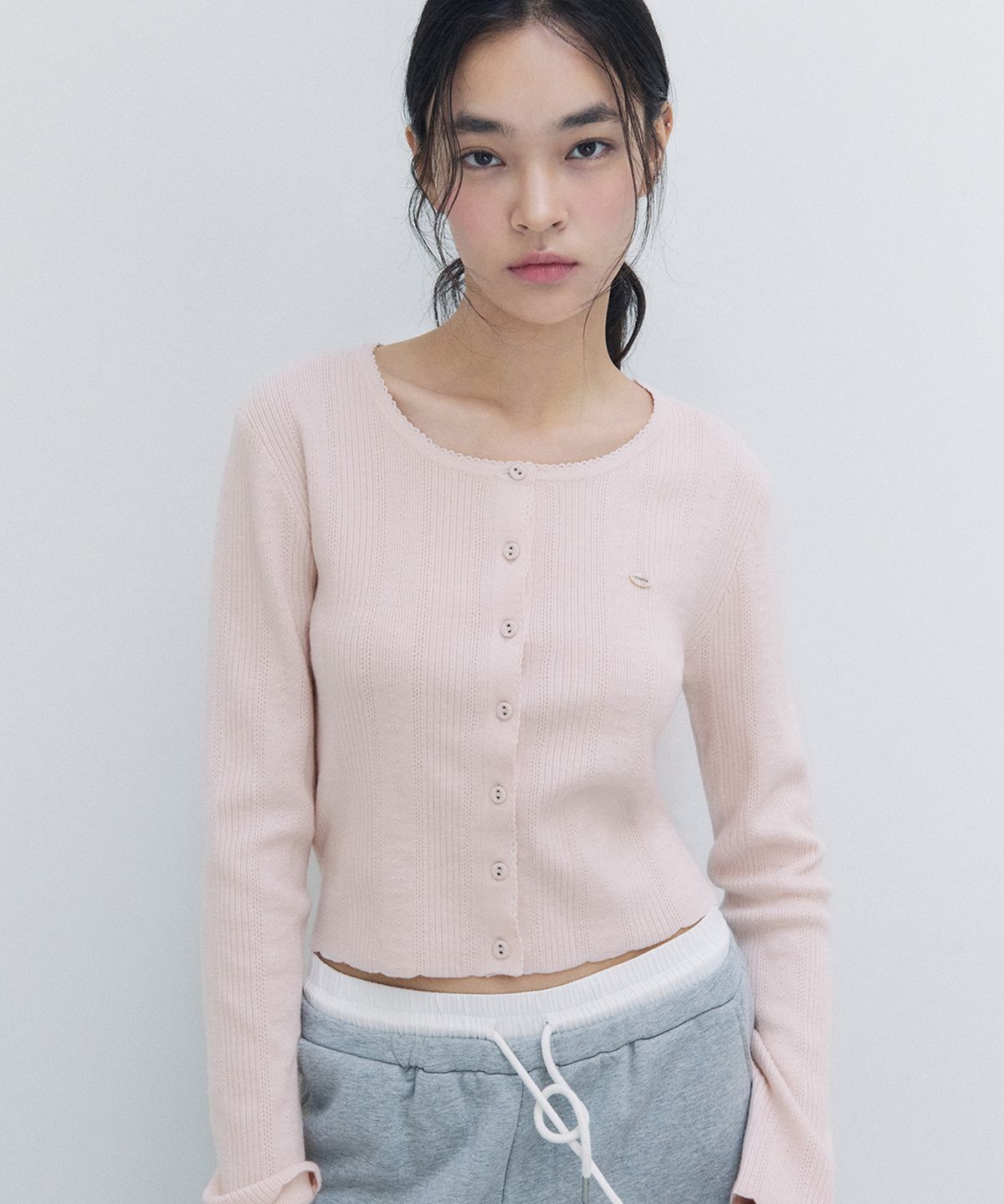 로라로라(ROLAROLA) NUBASIC SKASHI KNIT CARDIGAN BABY PINK