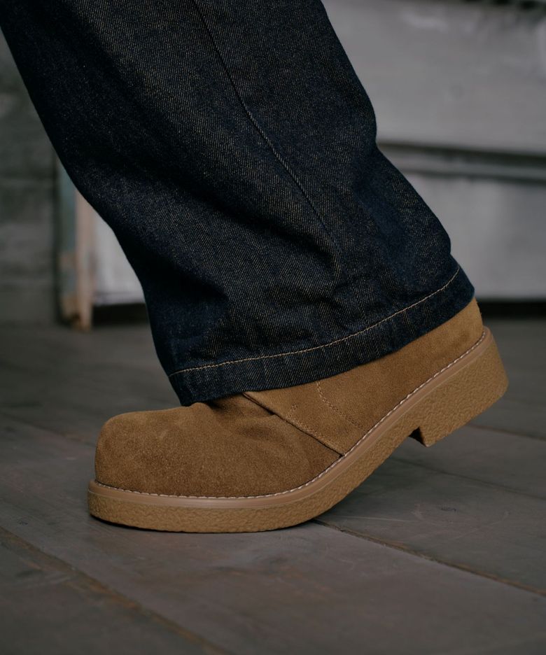 [너드킹 X 식스핏] [천연소가죽 +5cm] NERDY CHUNKY COW SUEDE DERBY (CAMEL)