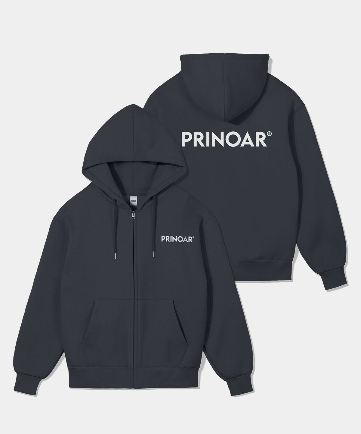 프리노어(PRINOAR) 로고 후드집업-애쉬