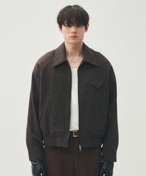 체스트포켓 크롭 울자켓 [브라운]