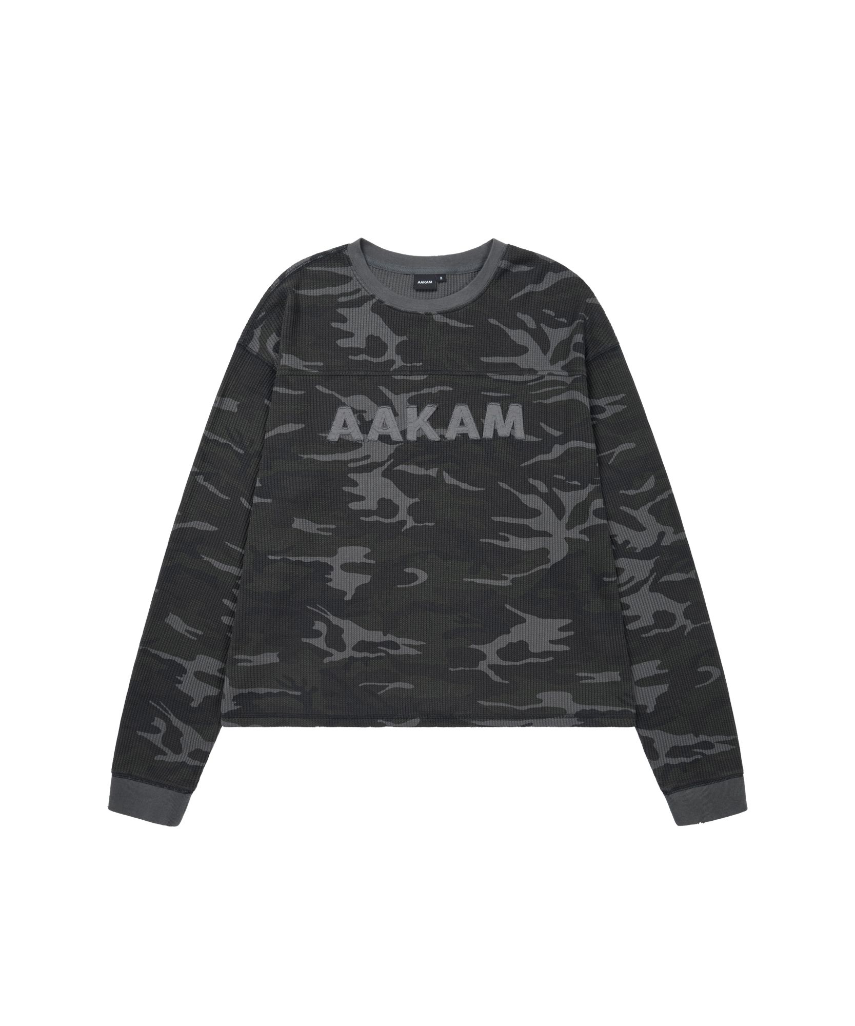 MUSINSA | AAKAM Waffle Camouflage Long Sleeve (Gray)