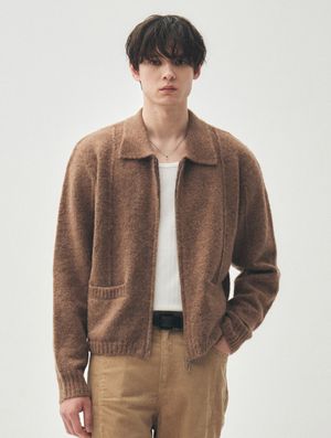 울 크롭 니트 자켓 [브라운]