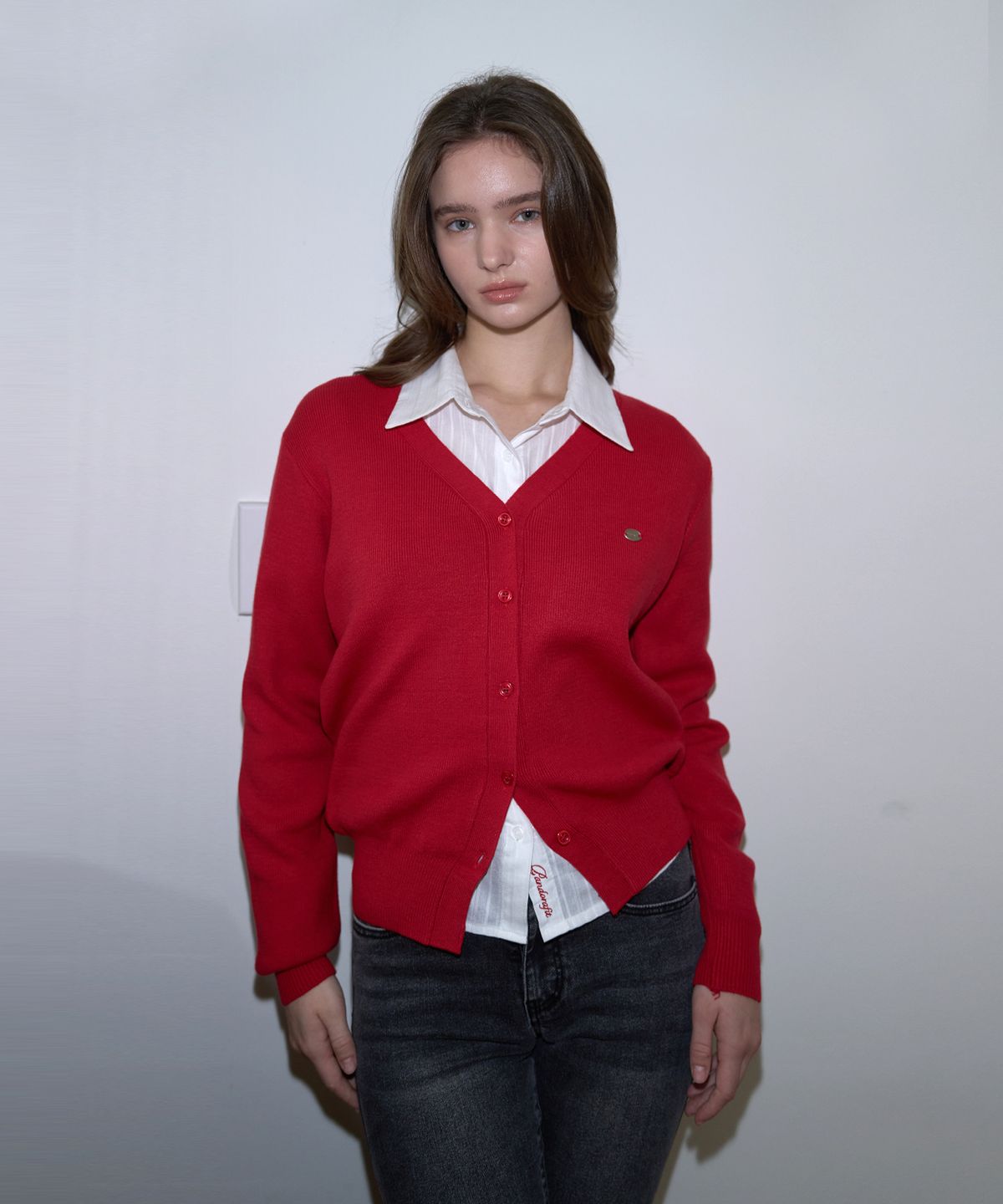 판도라핏(PANDORAFIT) Melly V-neck Cardigan (red)