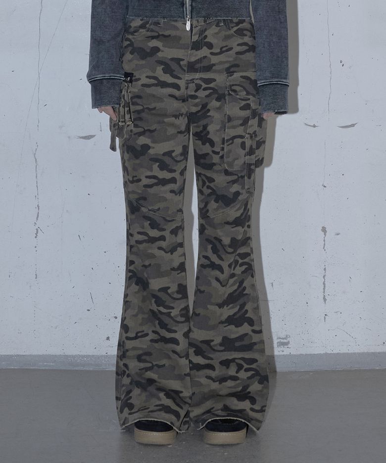 (W) 카모 부츠컷 팬츠