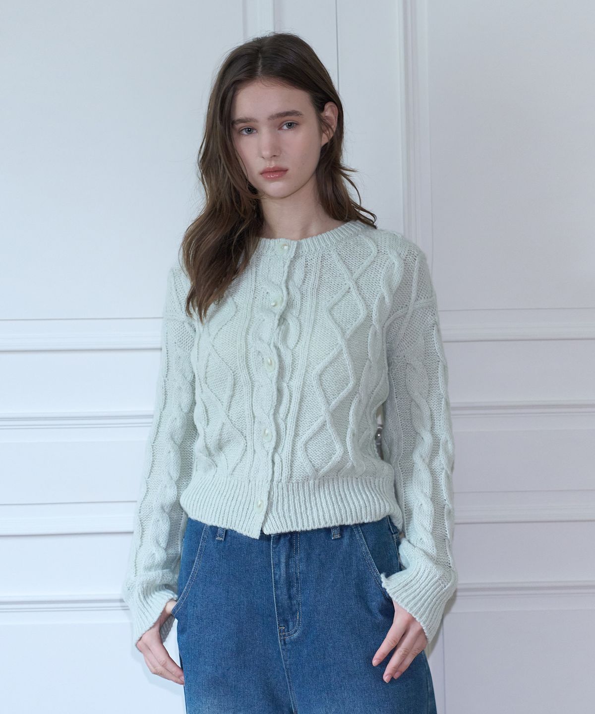 판도라핏(PANDORAFIT) Star Cable Cardigan (mint)