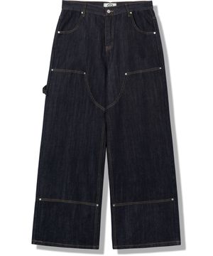 (W) 셀비지 더블니 라인 데님팬츠