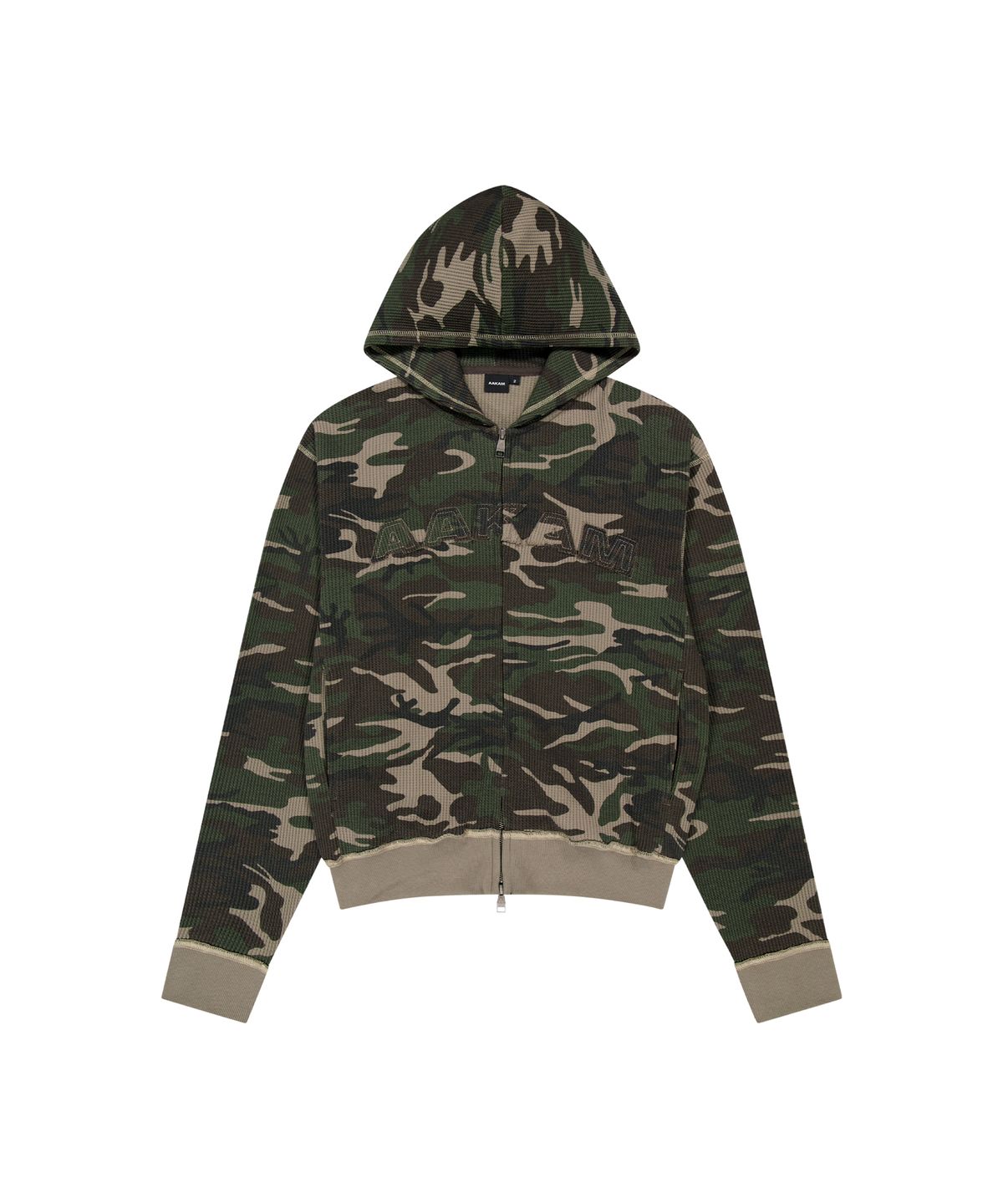 아캄(AAKAM) Camouflage Waffle Zip-Up Hoodie (Khaki)