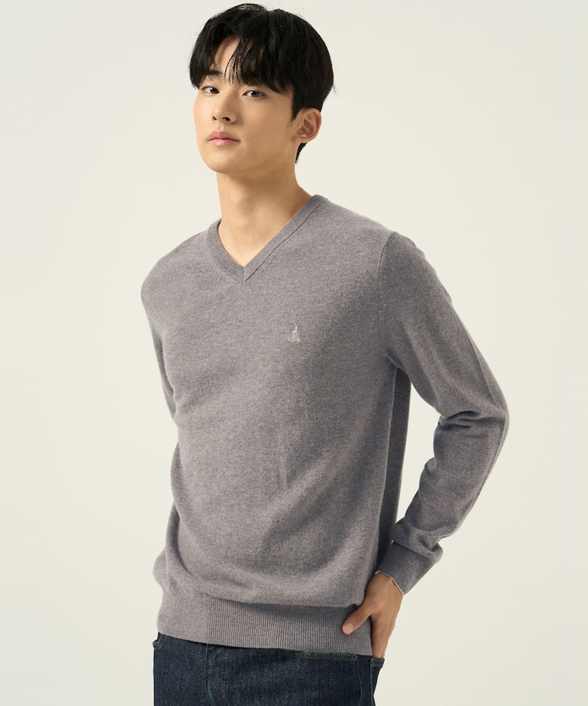 빈폴 멘(BEANPOLE MEN) 울 베이직 브이넥 니트 브라운