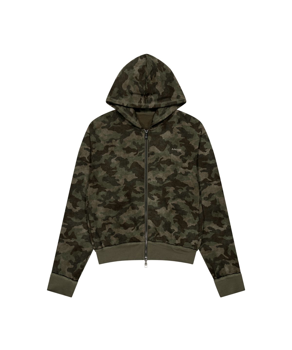아캄(AAKAM) Basic Logo Camouflage Zip-Up Hoodie (Khaki)