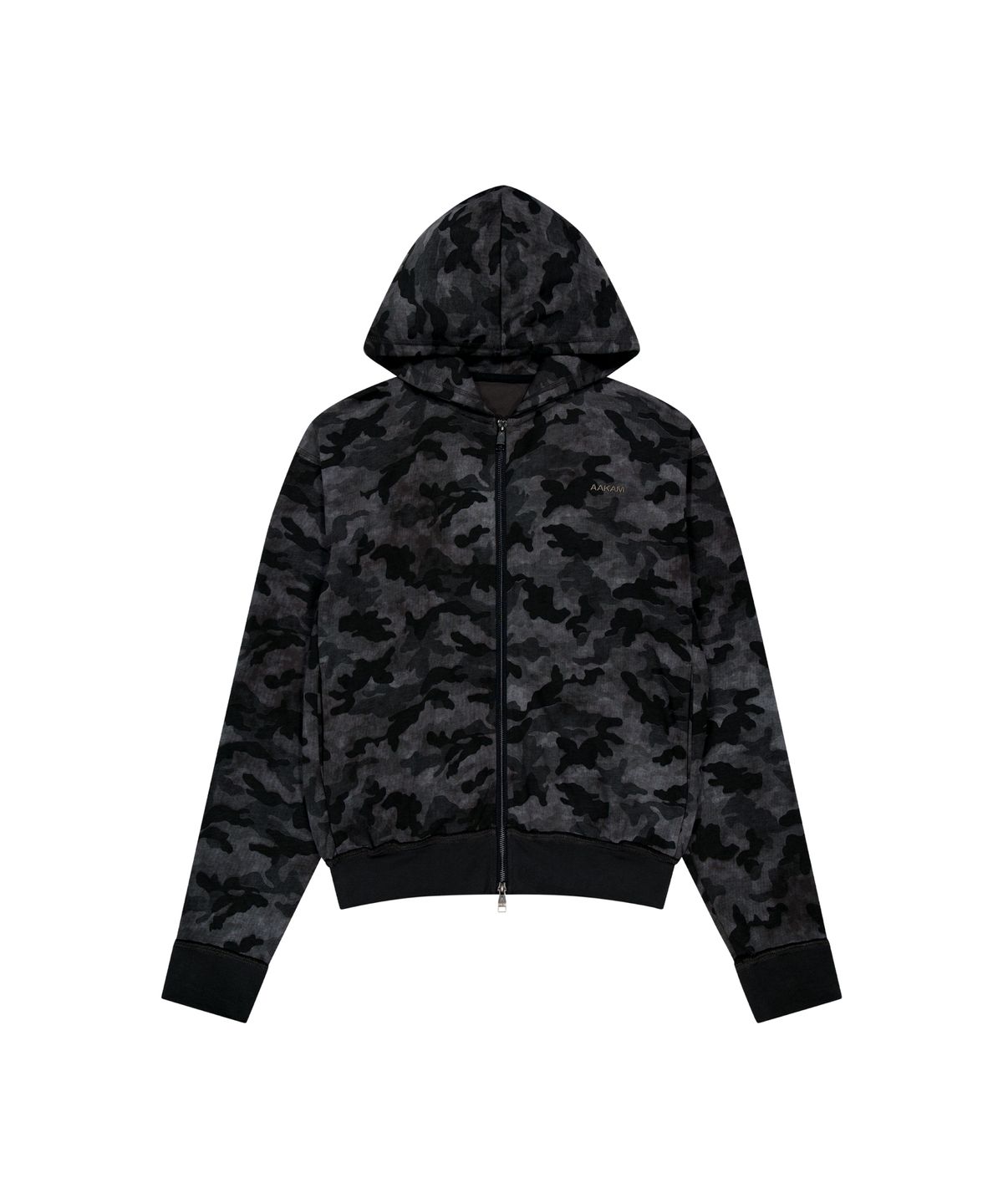아캄(AAKAM) Basic Logo Camouflage Zip-Up Hoodie (Black)