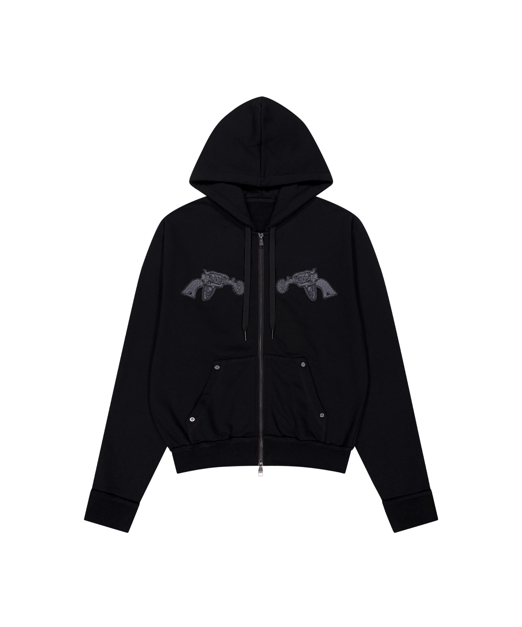 MUSINSA | AAKAM Gun Wappen Zip-Up Hoodie (Black)