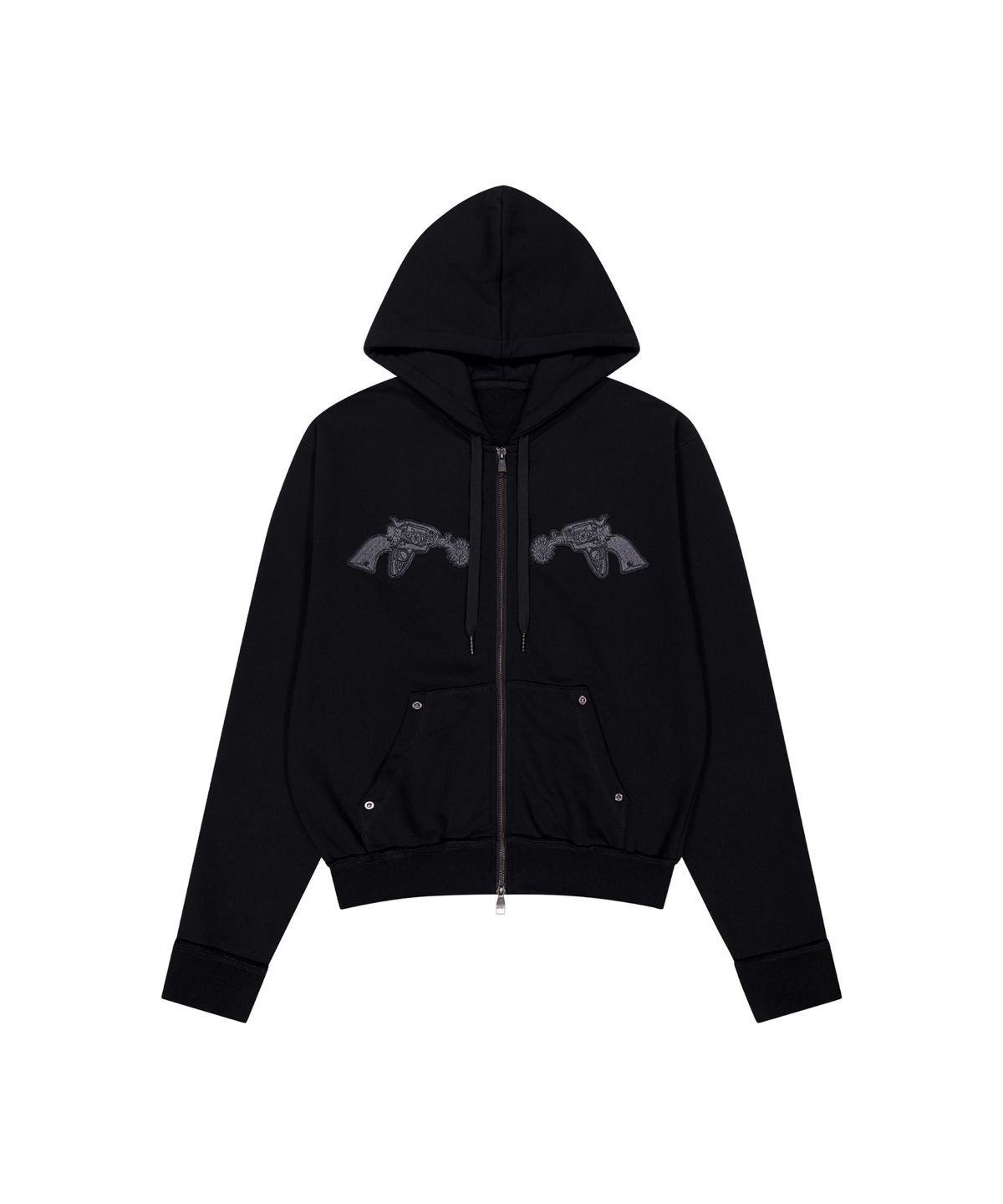 아캄(AAKAM) Gun Wappen Zip-Up Hoodie (Black)