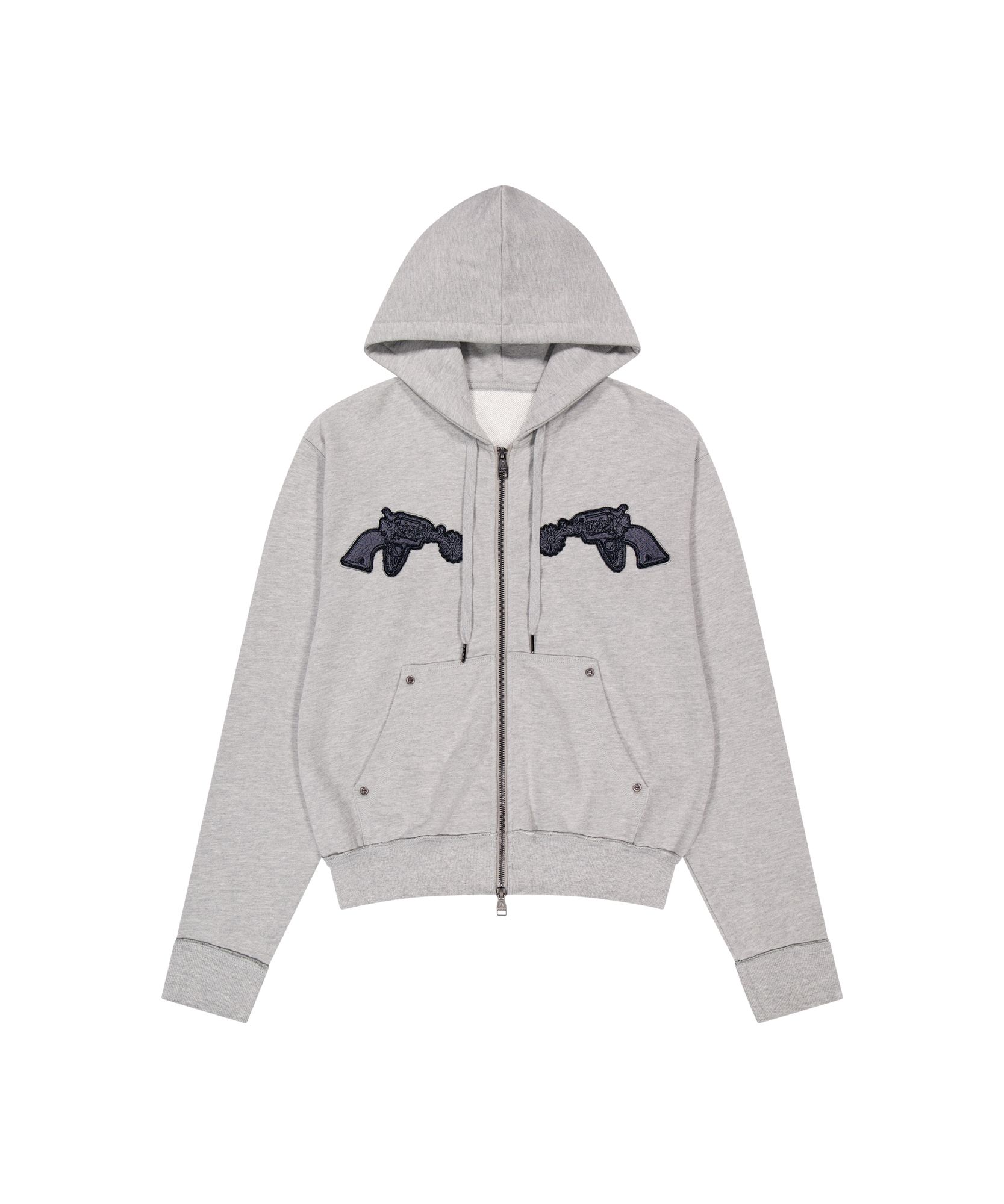 MUSINSA | AAKAM Gun Wappen Zip-Up Hoodie (Gray)