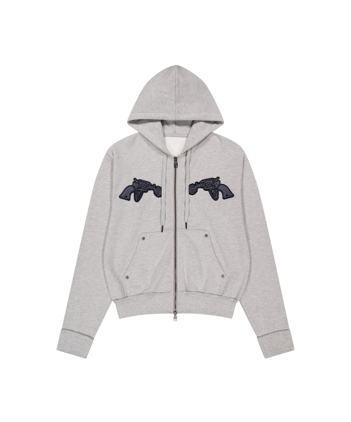 아캄(AAKAM) Gun Wappen Zip-Up Hoodie (Gray)