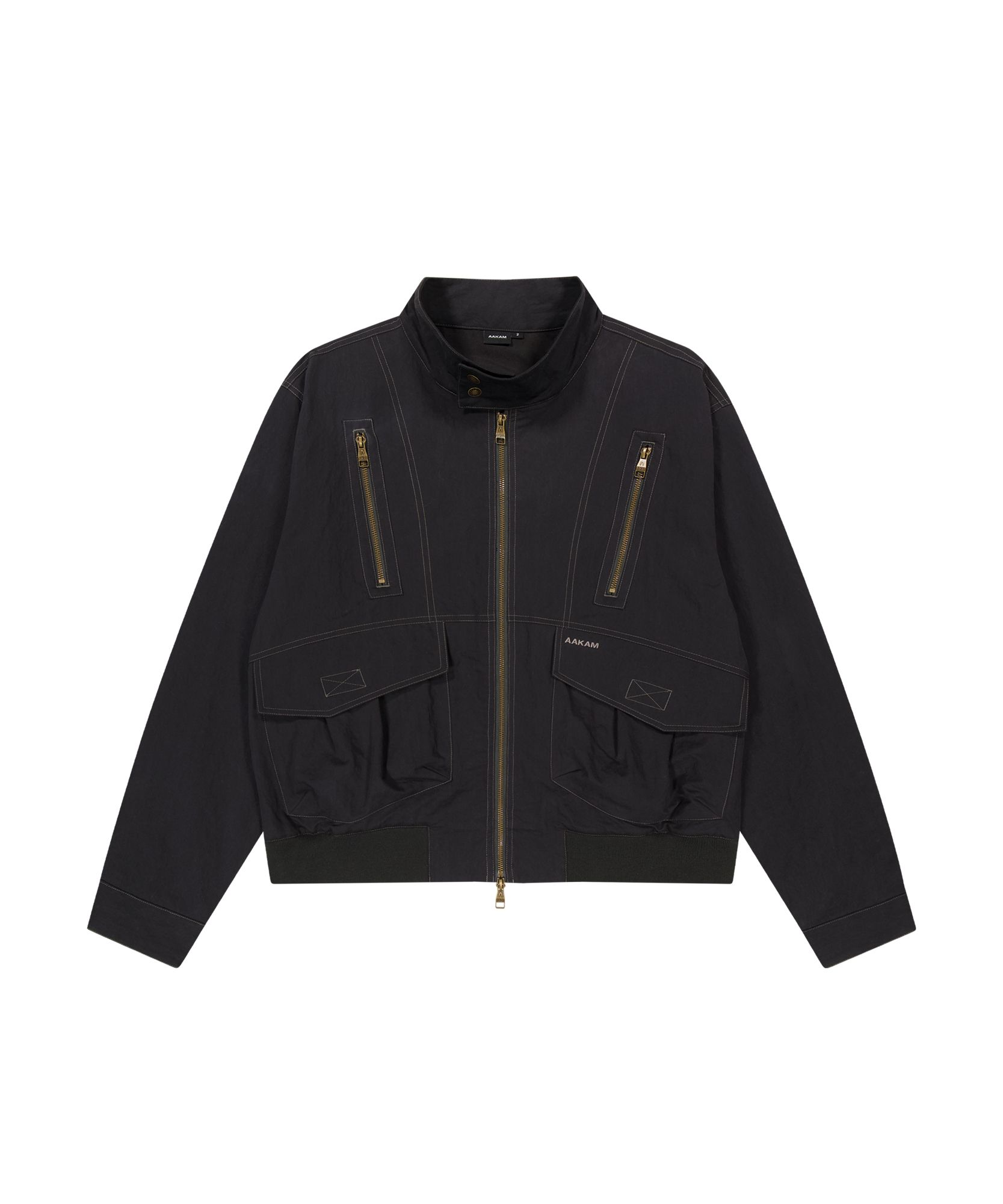 MUSINSA | AAKAM Zippered High Neck Jacket (Black)