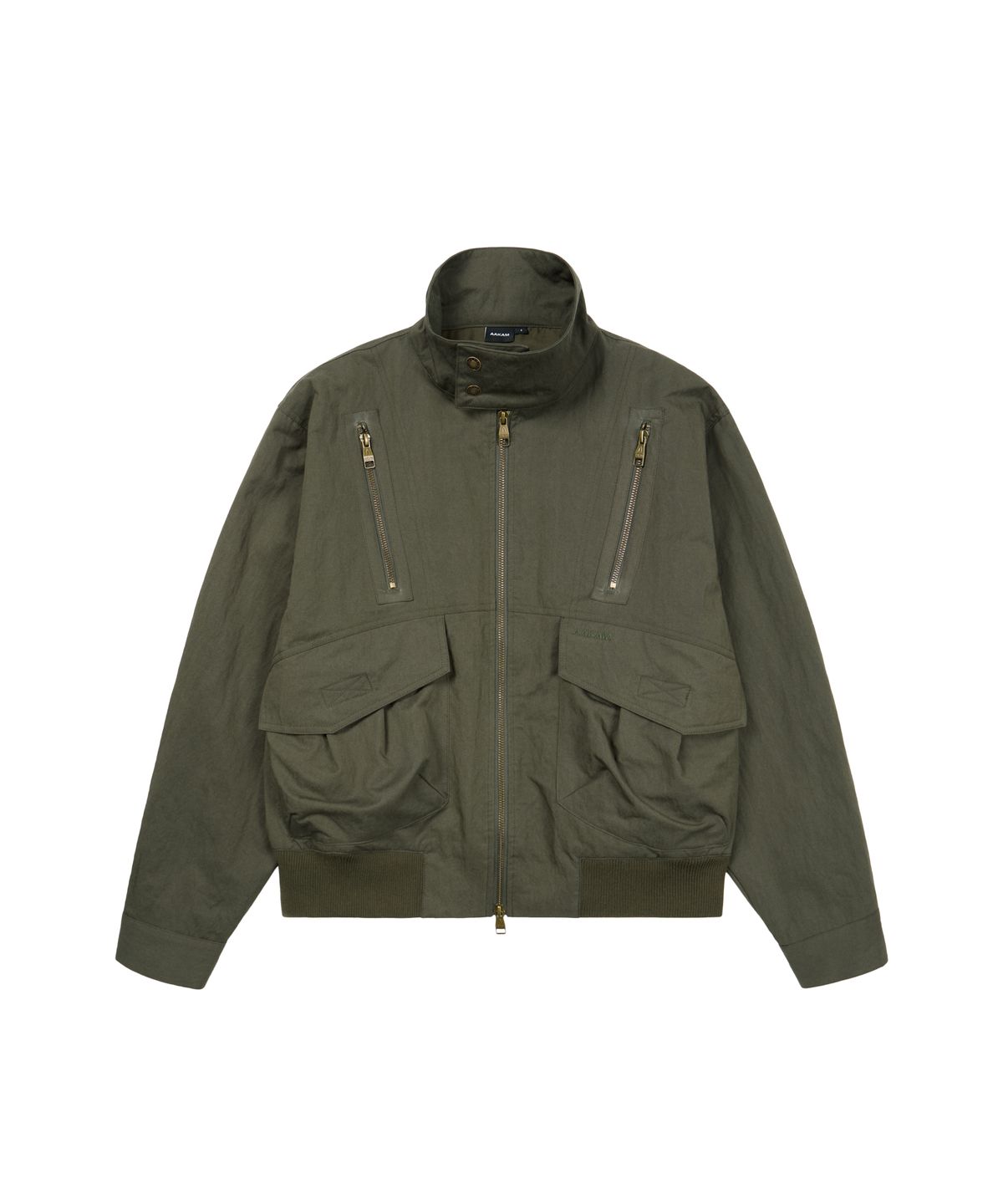 아캄(AAKAM) Zippered High Neck Jacket (Khaki)