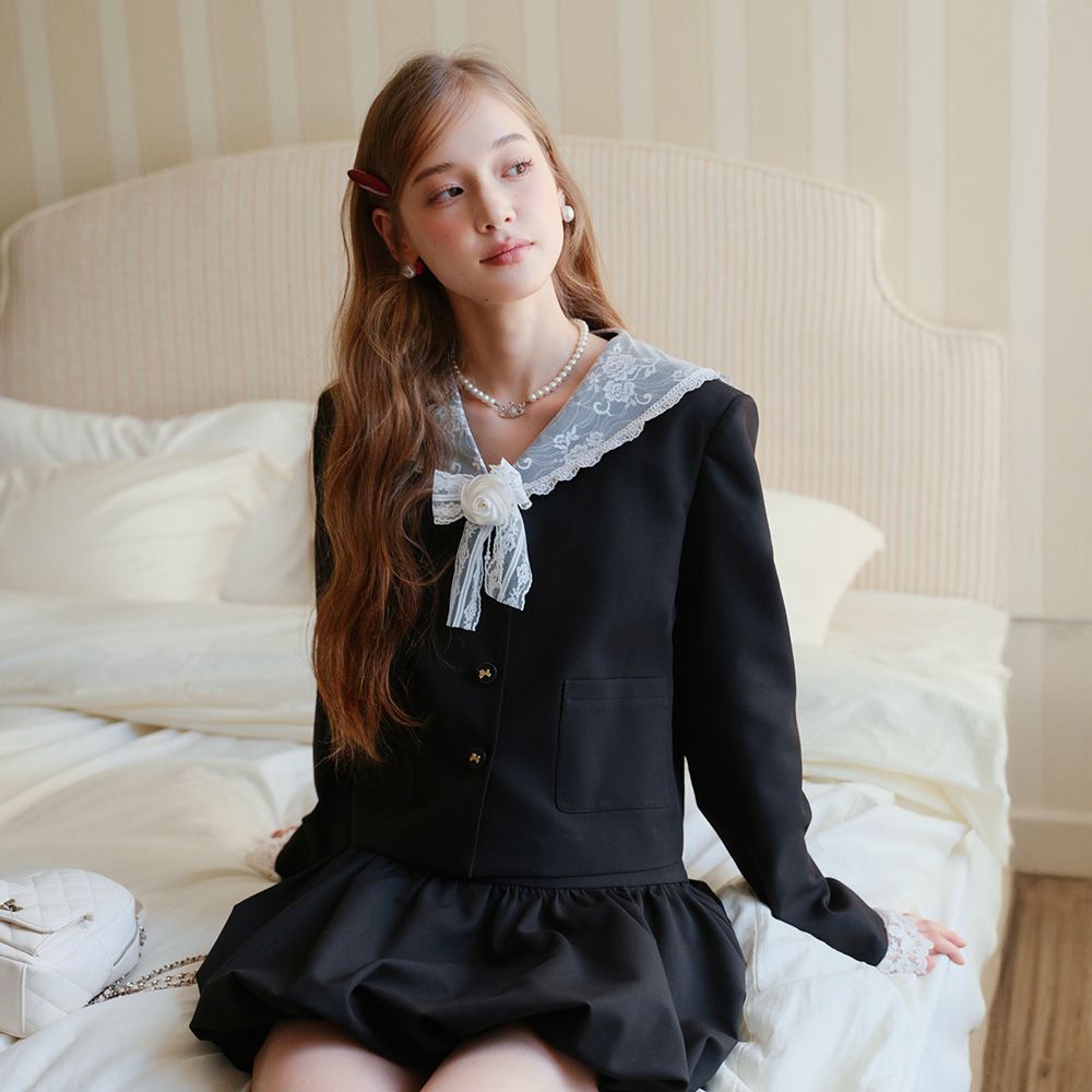 MUSINSA | CEST MOIDEW Cest_Black lace sailor collar jacket