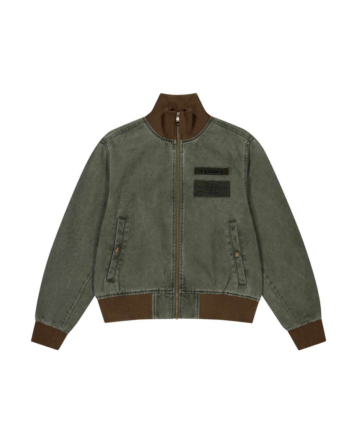 아캄(AAKAM) Washed Velcro Jacket (Khaki)