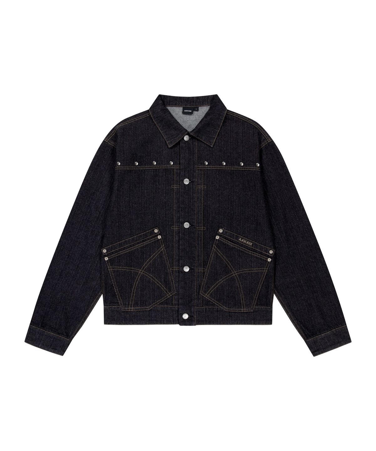 아캄(AAKAM) Oblique Pocket Denim Jacket (Black)