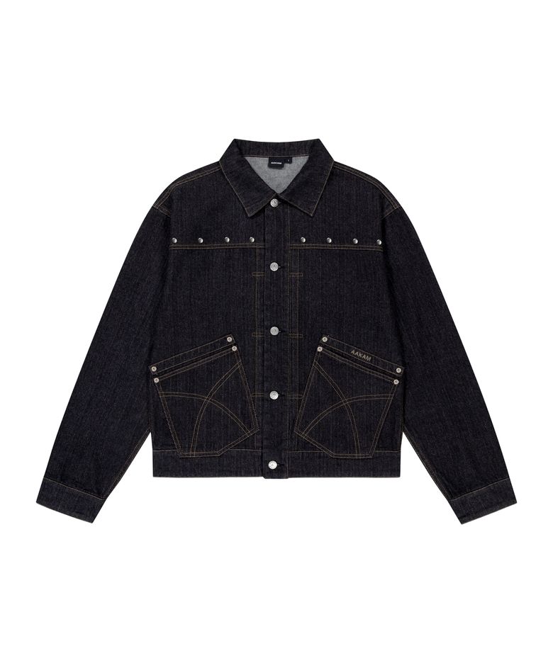Oblique Pocket Denim Jacket (Black)