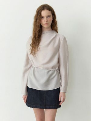 카울넥 벨티드 블라우스 NEW5AB703