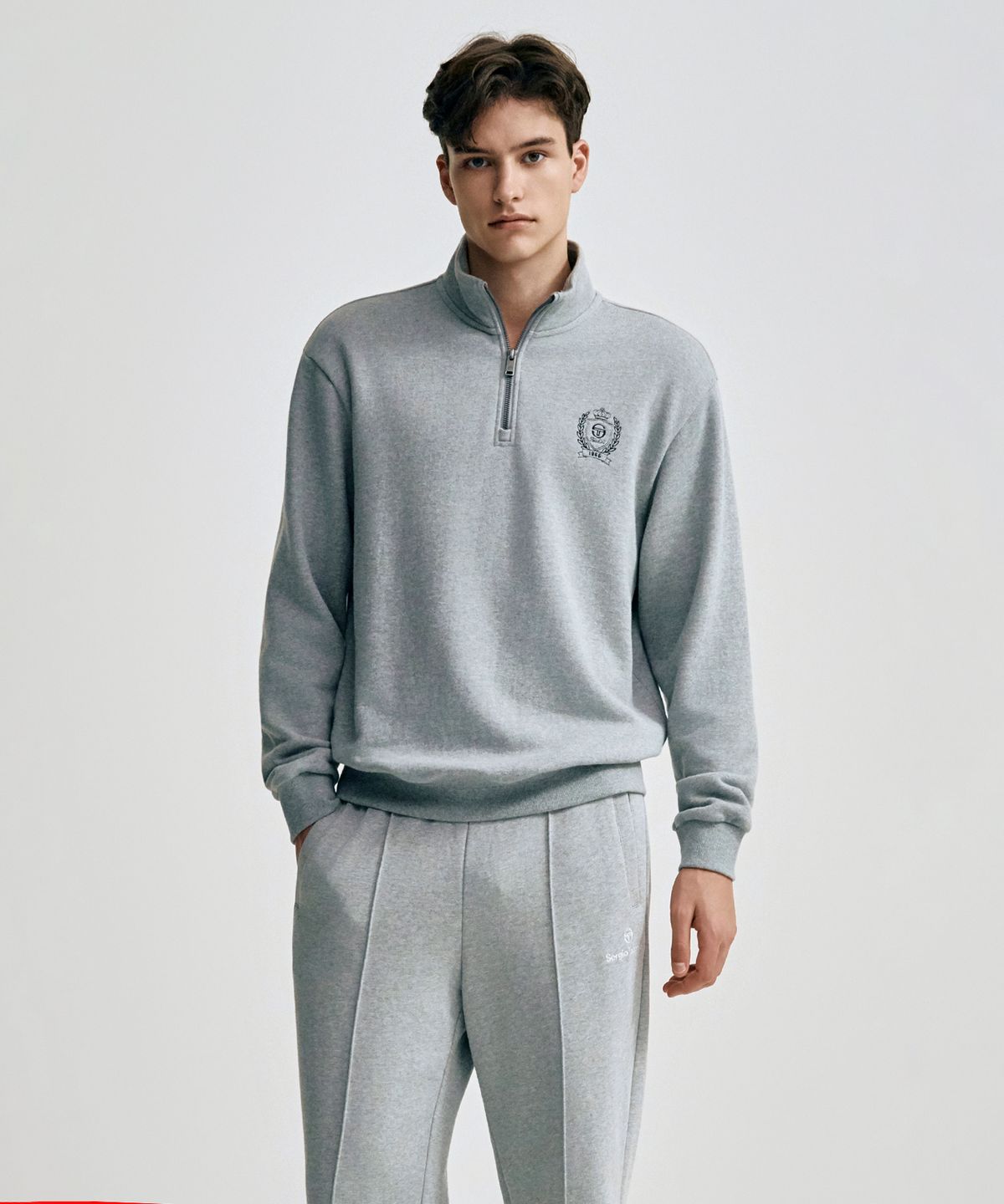 세르지오 타키니(SERGIO TACCHINI) M 클래식 기모 하프집 풀오버 (Melange Grey)