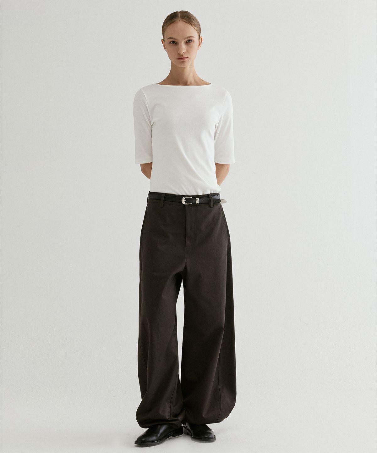 프롬웨얼(FROMWHERE) Balloon Cotton Pants D/Brown