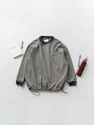 더블 스트라이프 스트링 티셔츠 (차콜)