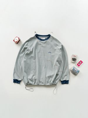 더블 스트라이프 스트링 티셔츠 (블루 그린)