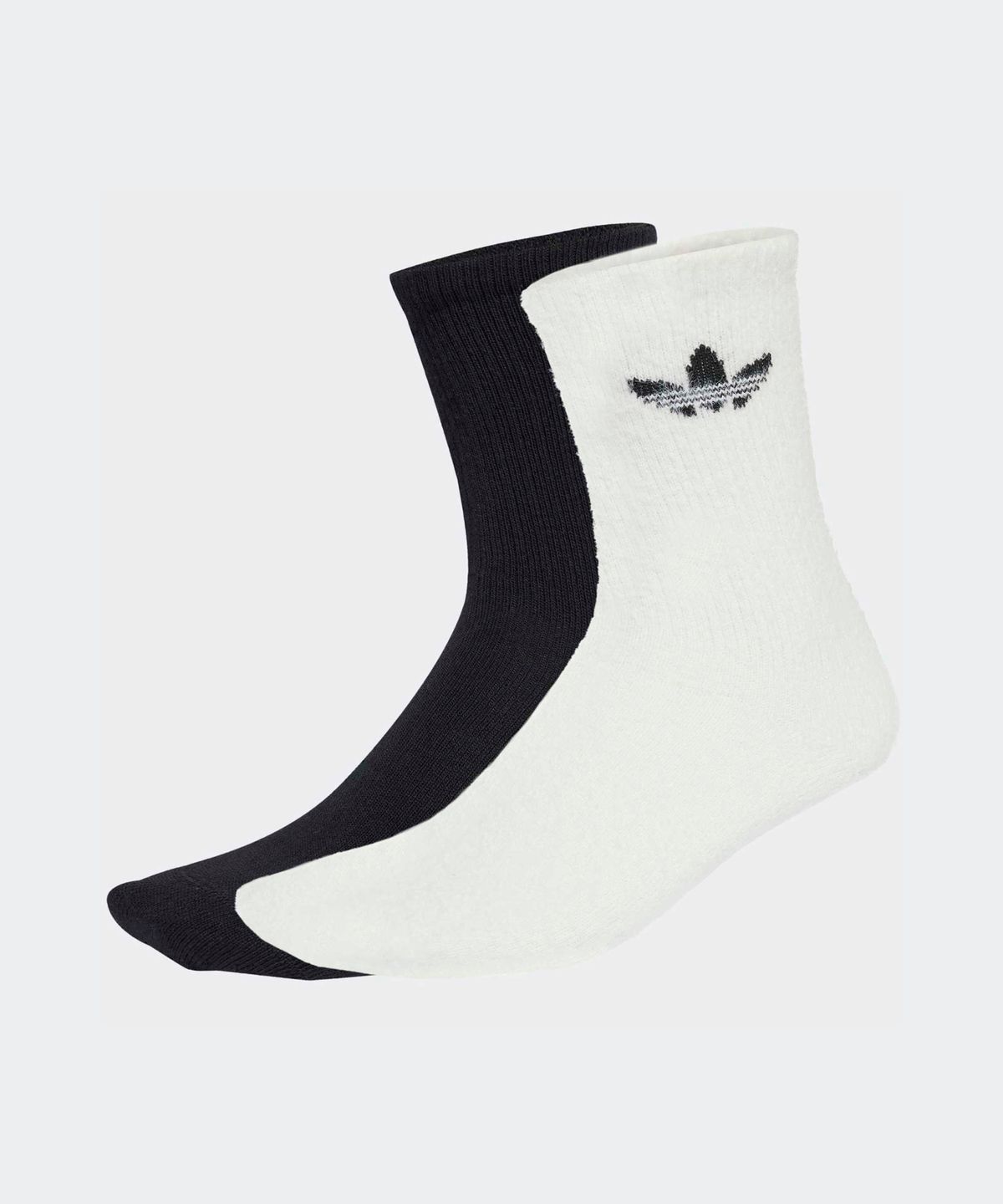 아디다스(ADIDAS) 플러피 크루 삭스 2켤레 - 화이트:블랙 / JX5217