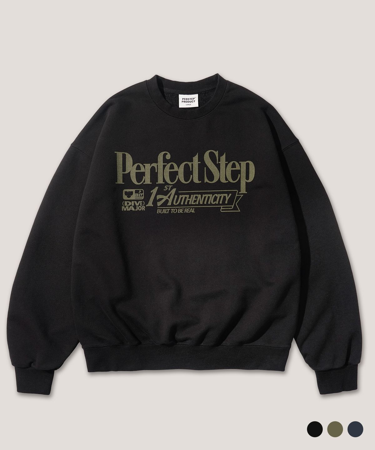 퍼스텝(PERSTEP) 유닛 피그먼트 맨투맨 블랙 SMMT4724