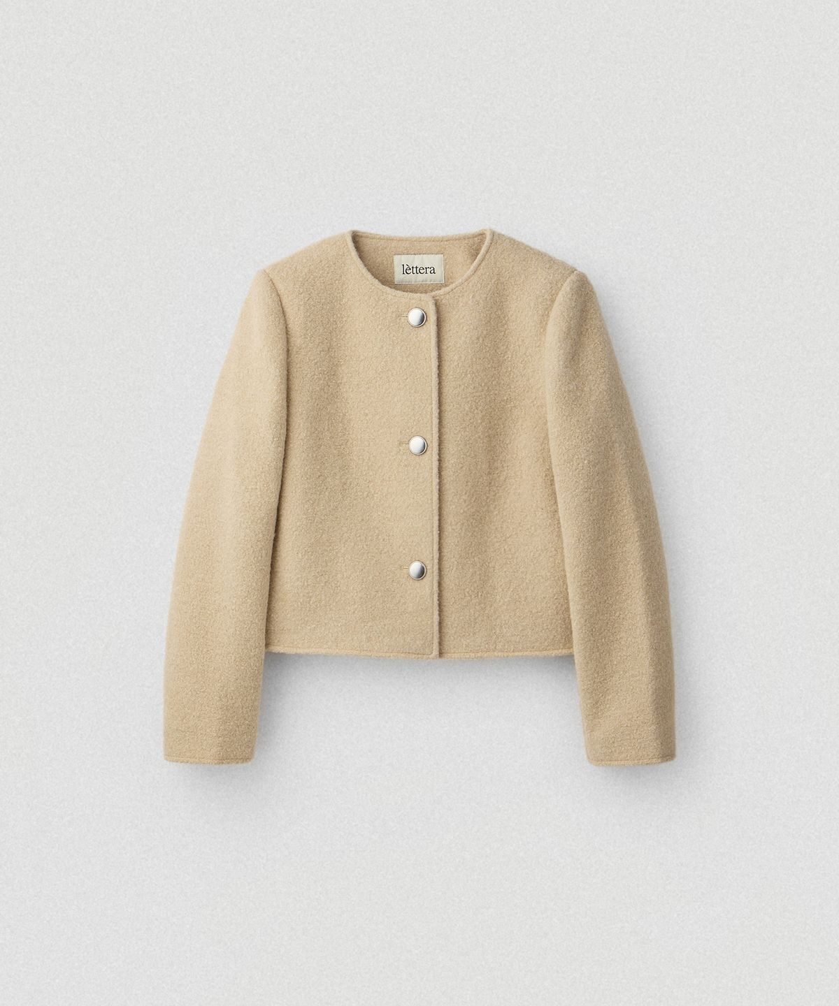 레테라(LETTERA) Boucle Wool Tweed Jacket_Beige