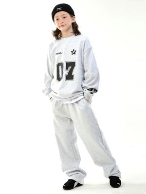 [SET] D32플레이 쭈리  맨투맨 + 일자스웻 (라이트그레이)