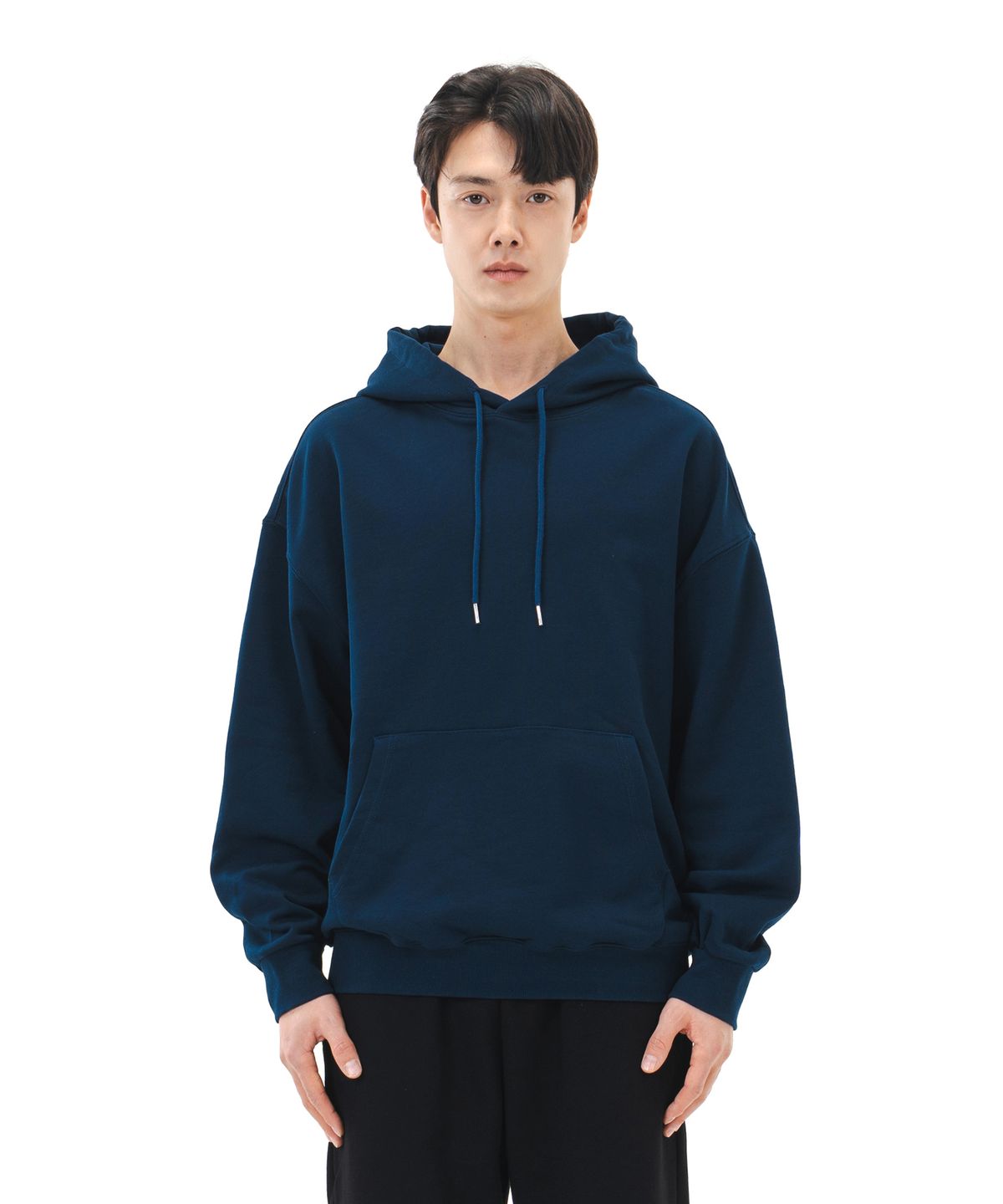 르커스텀(LE CUSTOM) 더에센셜 무지 오버핏 후드티 (네이비)